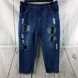 Sassafras Womens Size 32 Cotton Ripped Distressed Denim Blue Jeans Pants 35x22½